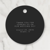 白と黒のエレベモダンントな感謝してい結婚式 フェイバータグ (裏面)