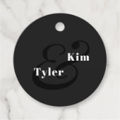 白と黒のエレベモダンントな感謝してい結婚式 フェイバータグ (正面)