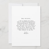 白と黒のオフセットアーチ写真卒業 サンキューカード (裏面)