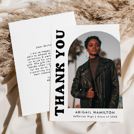 白と黒のオフセットアーチ写真卒業 サンキューカード