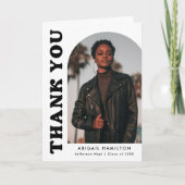 白と黒のオフセットアーチ4写真卒業 サンキューカード (正面)