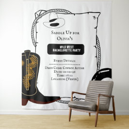 白と黒のカウガールハットブーツ バチェロレッテパーティー タペストリー
