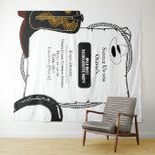 白と黒のカウガールハットブーツ ブライズパーティー タペストリー (インサイチュ(横))