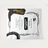 白と黒のカウガールハットブーツ ブライズパーティー タペストリー (正面(横))