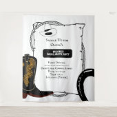 白と黒のカウガールハットブーツ ブライズパーティー タペストリー (正面)