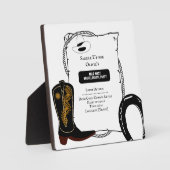 白と黒のカウガールハットブーツ ブライズパーティー フォトプラーク (正面)