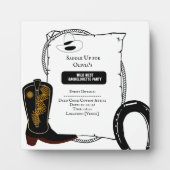 白と黒のカウガールハット ブーツ ブライズメイドパーティー フォトプラーク (正面)