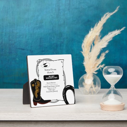 白と黒のカウガールハット ブーツ ブライズメイドパーティー フォトプラーク (インサイチュ)