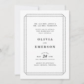 白と黒のクラシック結婚式招待状フォーマル、 (正面)