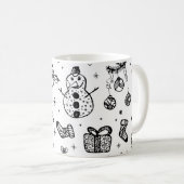 白と黒のクリスマスコーヒーマグ コーヒーマグカップ (正面右)