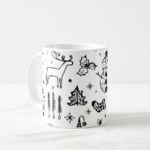 白と黒のクリスマスコーヒーマグ コーヒーマグカップ (正面左)