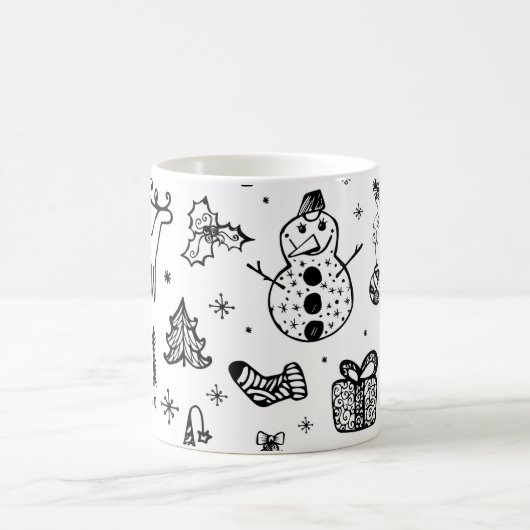 白と黒のクリスマスコーヒーマグ コーヒーマグカップ (中央)