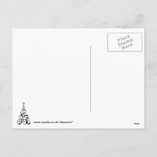 白と黒のクリスマスツリーアート シーズンポストカード (裏面)