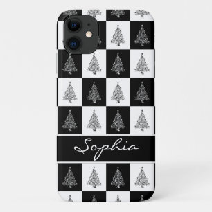 白と黒のクリスマスツリー iPhone 11 ケース