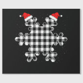 白と黒のクリスマスバッファローの格子雪 ラッピングペーパー (フラット)