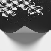 白と黒のクリスマスバッファローの格子雪 ラッピングペーパー (角)