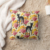 白と黒のグレイイタリアンハウンド クッション (ブランケット)