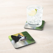 白と黒のコリ縁どー犬 コースター (右側)