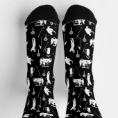 白と黒のゴルフシンボルパターン ソックス (上部)