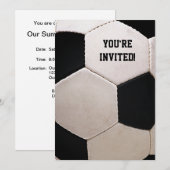 白と黒のサッカーボール 招待状 (正面/裏面)