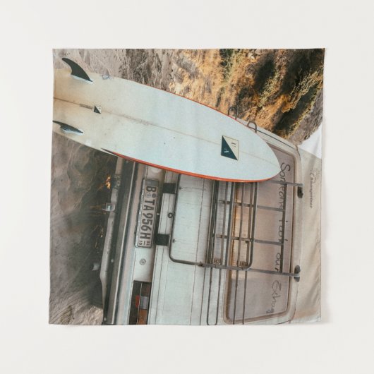 白と黒のサーフボード タペストリー (正面(横))