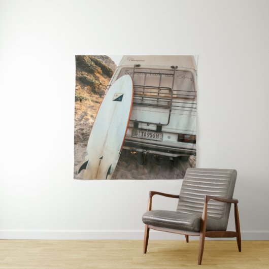 白と黒のサーフボード タペストリー (インサイチュ)