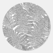 白と黒のシダ ラウンドシール (正面)