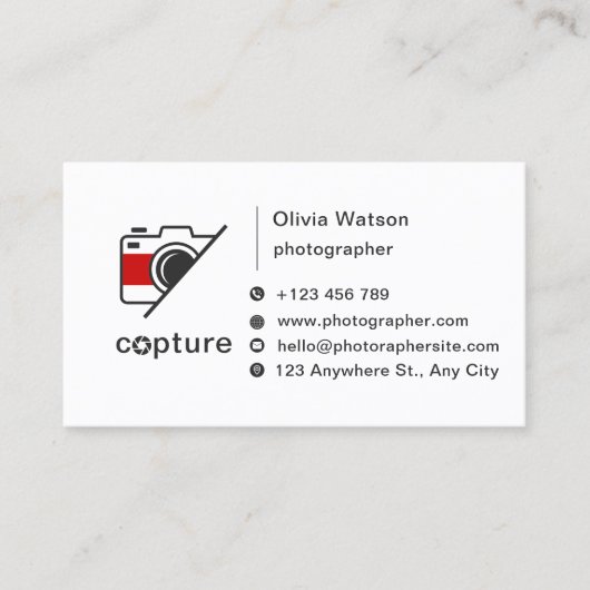 白と黒のシンプルきれいな写真 コーリングカード (正面)