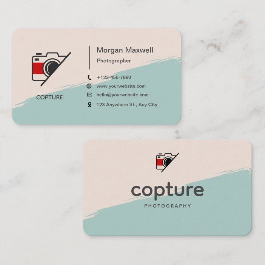 白と黒のシンプルきれいな写真 名刺 (正面/裏面)