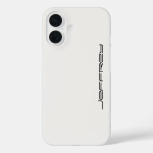 白と黒のシンプルなデザイン 名前入れ可能 iPhone 16ケース