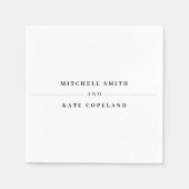 白と黒のシンプルミニマリスト名結婚行 スタンダードカクテルナプキン (正面)