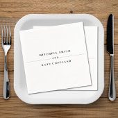 白と黒のシンプルミニマリスト名結婚行 スタンダードカクテルナプキン