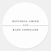 白と黒のシンプルミニマリスト名結婚行 ラウンドシール (正面)
