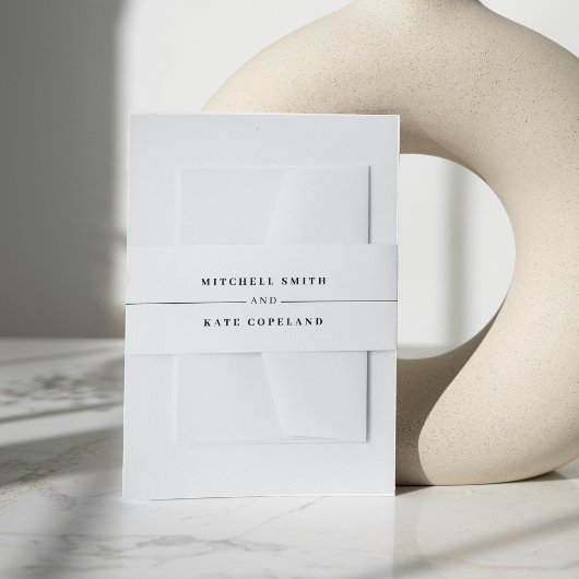 白と黒のシンプルミニマリスト名結婚行 招待状ベリーバンド