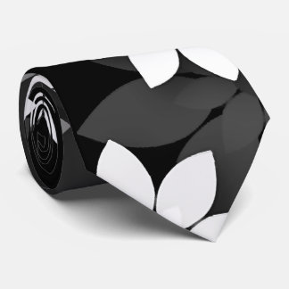 白と黒のシームレスな花模様 ネクタイ