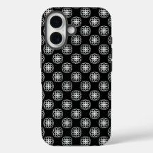 白と黒のシームレスパターンiPhoneバックカバー
