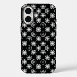 白と黒のシームレスパターンiPhoneバックカバー iPhone 16ケース
