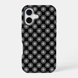 白と黒のシームレスパターンiPhoneバックカバー iPhone 16ケース