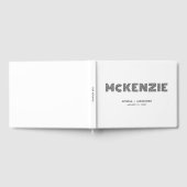 白と黒のジオメトリックレトロ結婚名 ゲストブック (全面)