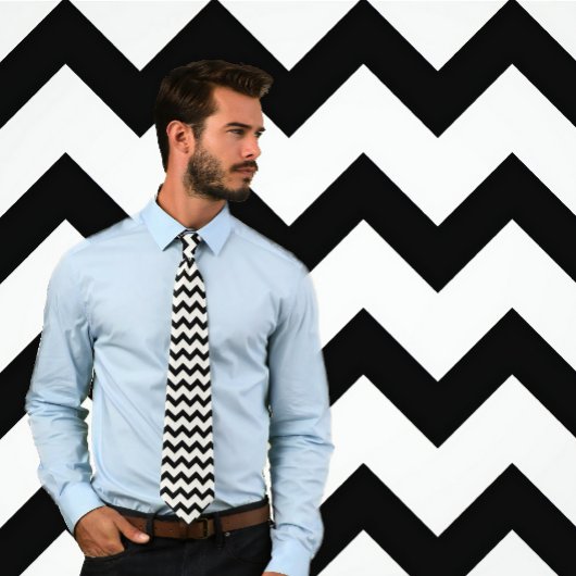 白と黒のジグザグストライプのタイ ネクタイ