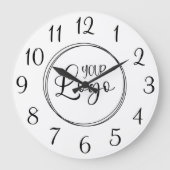 白と黒のスエレガントクリプト番号のロゴ ラージ壁時計 (正面)