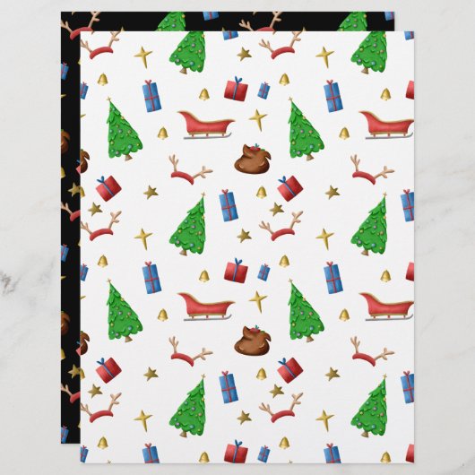 白と黒のスクラップブックのクリスマスパターン (正面/裏面)