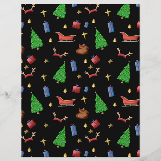 白と黒のスクラップブックのクリスマスパターン (裏面)