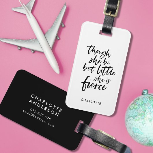 白と黒のスクリプトはほとんど激しいが激しいシェイクスピア ラゲッジタグ