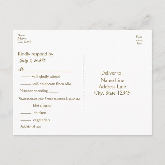 白と黒のスクリプトウェディングRSVPポストカード インビテーションポストカード (裏面)