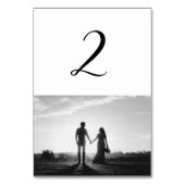 白と黒のスクリプ結婚ト写真の表番号 テーブルナンバー (裏面)