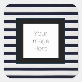 白と黒のステッカーのストライプのカスタム写真 スクエアシール