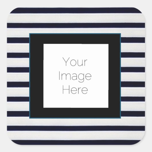 白と黒のステッカーのストライプのカスタム写真 スクエアシール (正面)