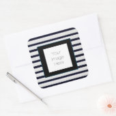 白と黒のステッカーのストライプのカスタム写真 スクエアシール (封筒)