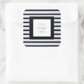 白と黒のステッカーのストライプのカスタム写真 スクエアシール (バッグ)